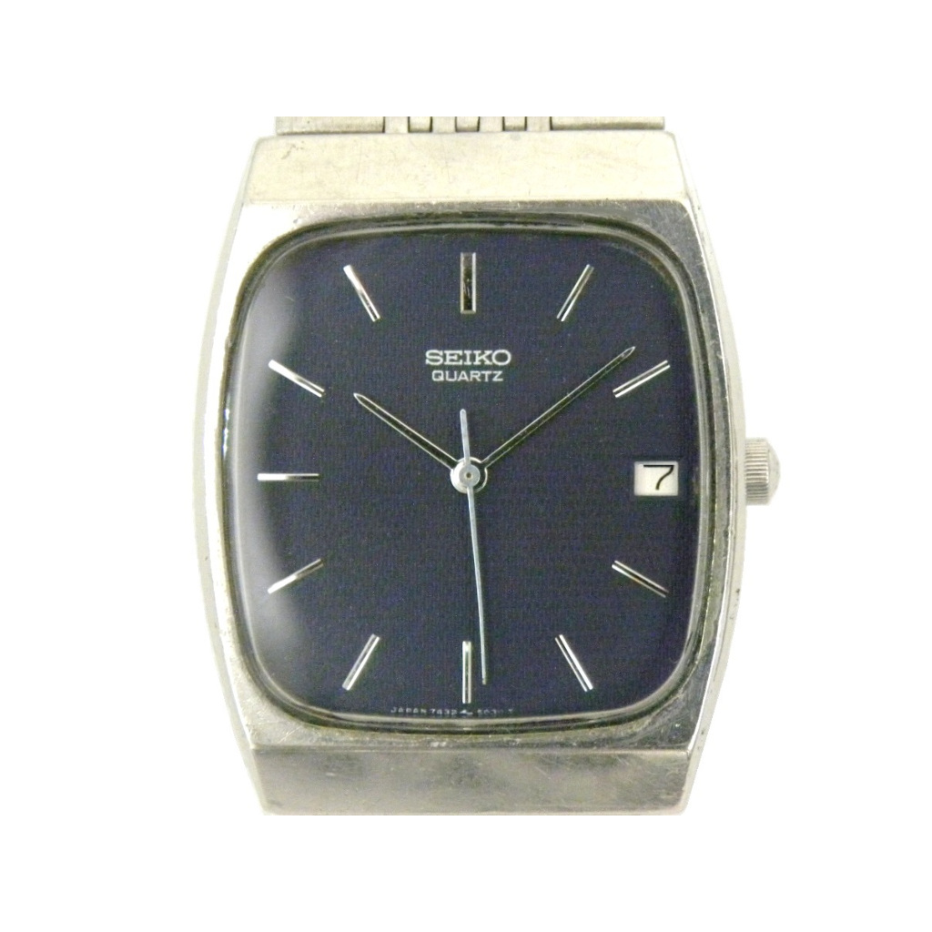 [專業] 石英錶 [SEIKO 490120] 精工 酒桶形石英錶[黑色布紋面+日期]時尚/商務/軍錶