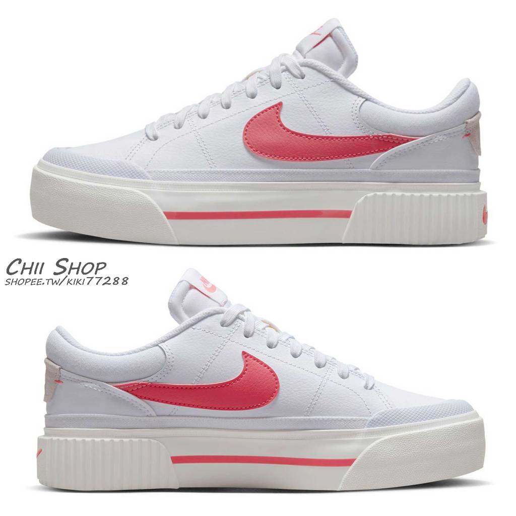 【CHII】日本 Nike COURT LEGACY LIFT 厚底 皮革 白色粉勾 DM7590-102