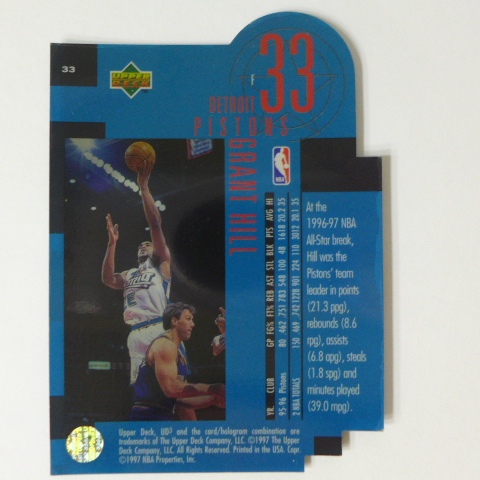 ~Grant Hill/格蘭特·希爾~名人堂:好好先生 1997年UD3.底片設計.NBA籃球切割塑膠卡