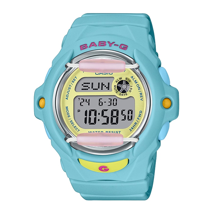 【CASIO】卡西歐 Baby-G 夏日繽紛 100米防水 運動電子錶 BG-169PB-2 藍/黃