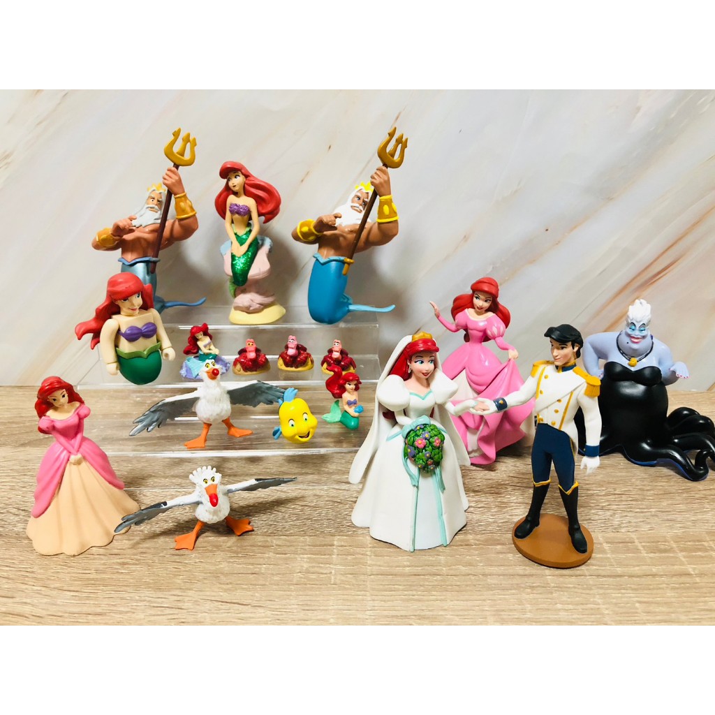 迪士尼 小美人魚 愛麗兒 烏蘇拉 川頓國王 電鰻 比目魚 賽巴斯汀 海鷗 美人魚 結婚 王子 積木 日本 公仔