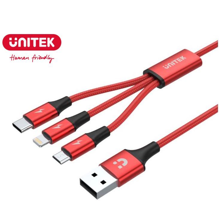 UNITEK  Lightning/ Micro USB/ Type-C 三合一編織充電線 (Y-C4049RD)