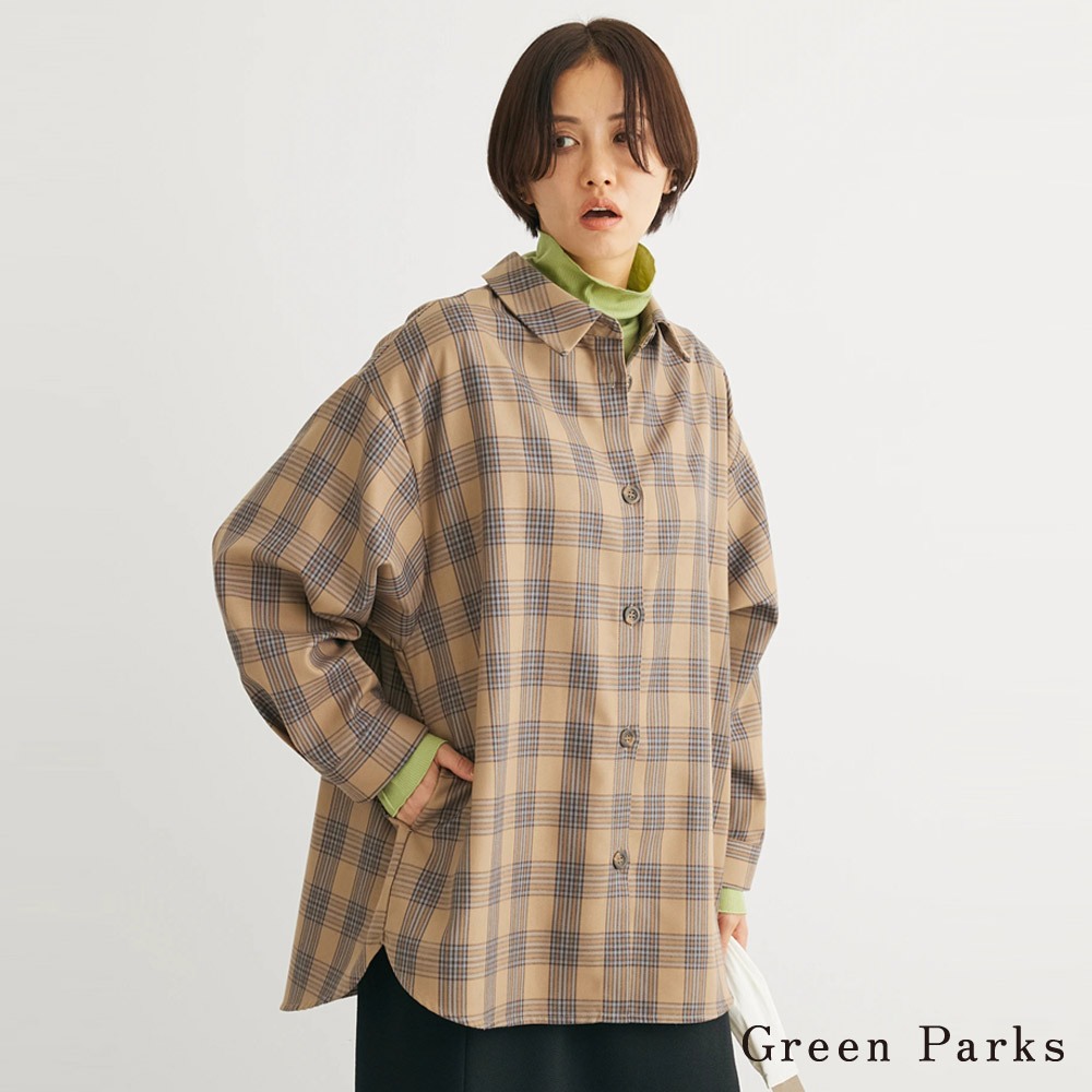 Green Parks 格子圖案長版襯衫(6A34L0G0100)