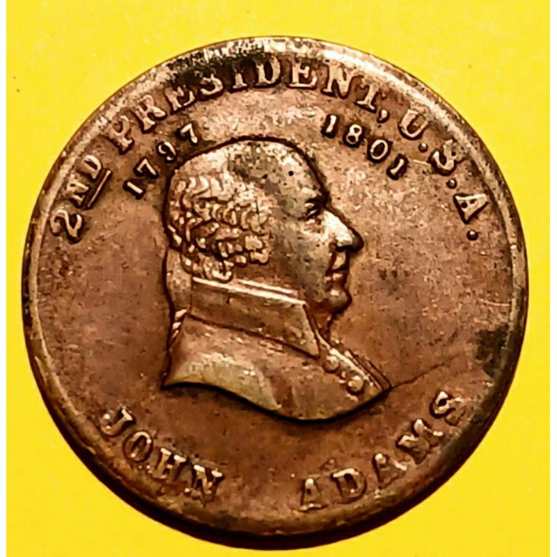 美國1797~1801年 第2任總統 約翰亞當斯 銅製紀念幣勳章