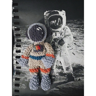 ［57Handmade] 美國Baby blanket毛線 手工編織太空人安撫娃娃
