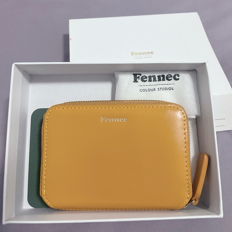 Fennec 黃色 Mini 口袋短夾 票卡夾 零錢包 小廢包 韓國代購 真皮 全新 交換禮物 聖誕禮物 生日禮物