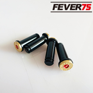 Fever75 哈雷改裝配件前後腳踏左輪子彈槍殼造型螺絲 亮黑紅心款 4入/組