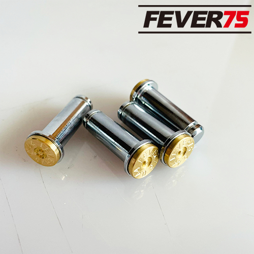 Fever75 哈雷改裝配件前後腳踏非標膨脹左輪子彈槍殼造型螺絲鋁合金銅螺栓 亮銀全金款4入/組