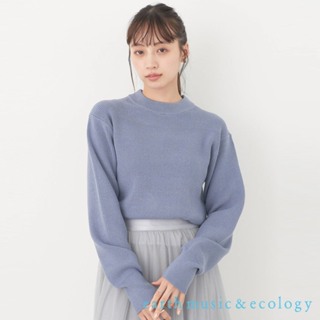 earth music&ecology 防起毛球加工素面圓領針織衫(1N34L2C0300)