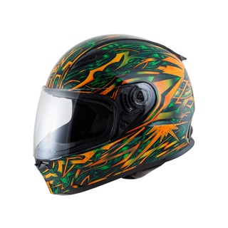 【SOL Helmets】SF-2M全罩式安全帽 (賽博龐克 黑/綠橘) ｜ SOL安全帽官方商城