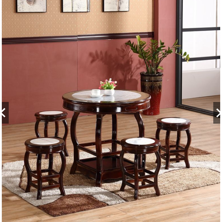 仿古 涼茶甜品面館小吃店云吞店餐廳圓桌椅全套中式 餐桌圓桌