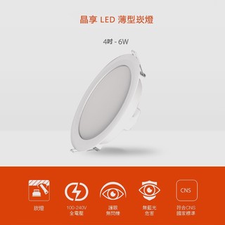 【好家居】OSRAM歐司朗 6w 晶享LED薄型崁燈 4吋 嵌燈 燈具 居家