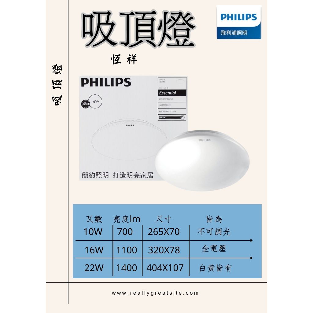 《24小時內出貨》浴室燈 PHILIPS 飛利浦 恒祥10 w / 16 w / 22 w LED 吸頂燈