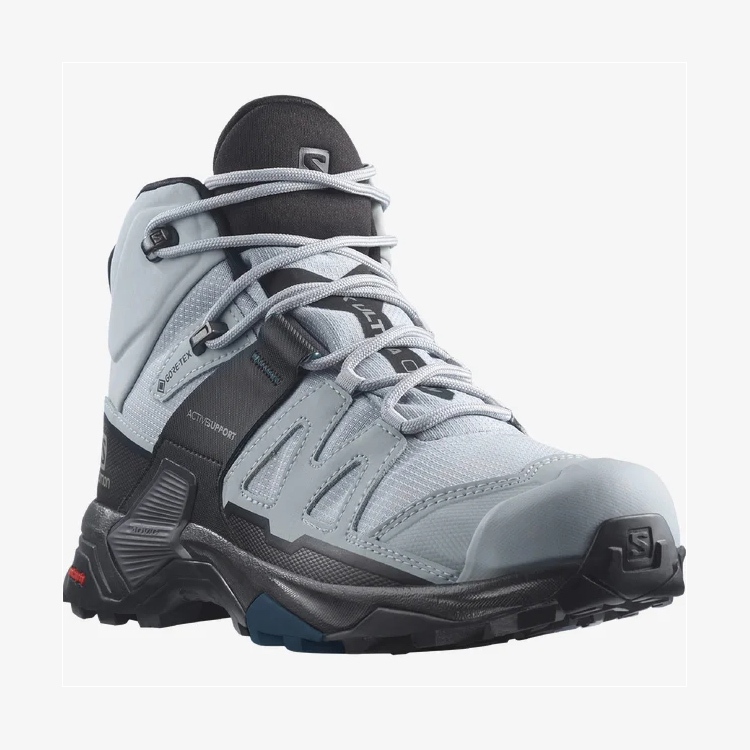 Salomon|法國|X Ultra 4 Mid GTX 女款中筒登山鞋/登山健行/(寬楦) 416872深礦灰/黑/藍