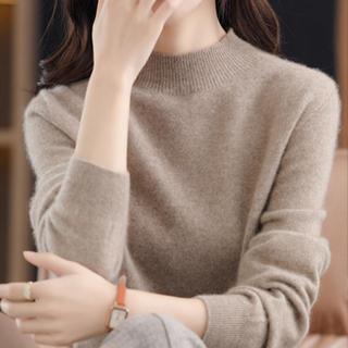 衣時尚上衣 長袖T卹 針織衫 毛線衣 保暖 新款一線成衣無縫羊毛半高領寬鬆套頭打底毛衣TBF19-1852.