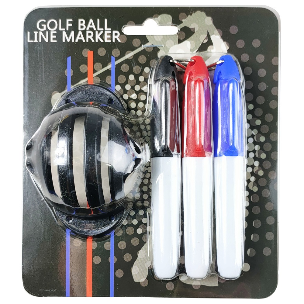 🌸台灣出貨🌸 高爾夫球劃線器套裝 1個畫球器＋3支畫線筆 三條線推桿對齊工具 高爾夫畫球器 高爾夫畫線器 高爾夫劃球器