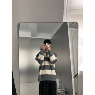 【NEEDU STORE】條紋開襟毛線上衣 寬鬆上衣 毛衣 OVERSIZE 條紋