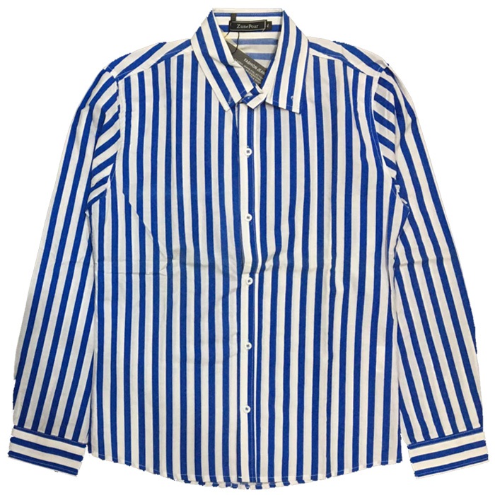 。小虎.挖寶庫。全新韓版直條紋長袖襯衫。粗條紋藍白直條紋長袖襯衫