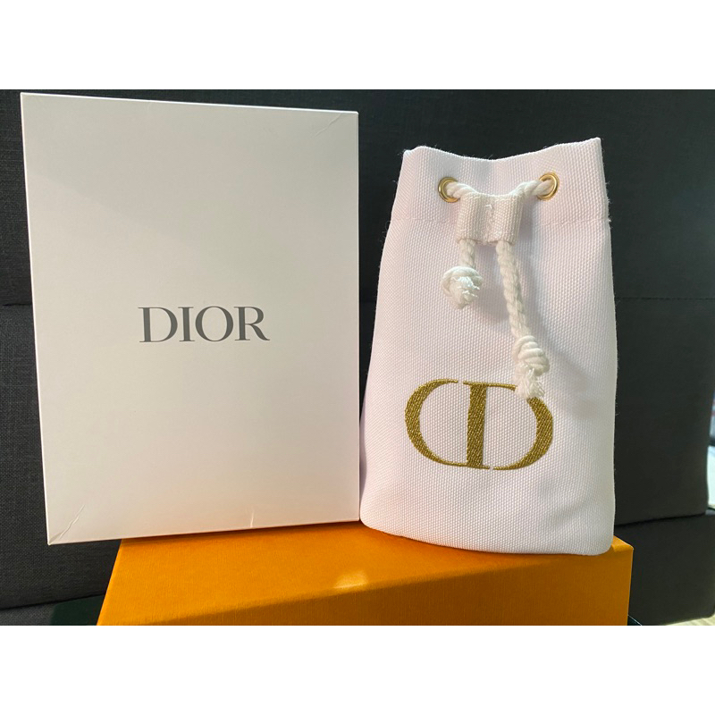 Dior白金束口化妝包(含盒）