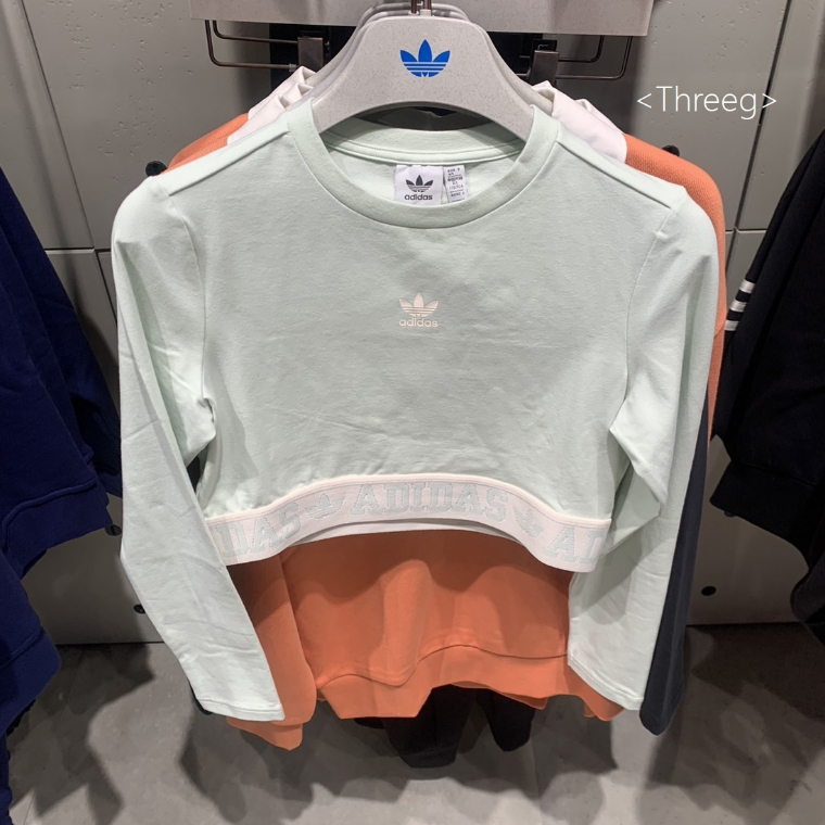 Threeg💫ADIDAS OG 短版 運動長袖 棉質 柔軟 修身 淺綠色 女款 IS5268
