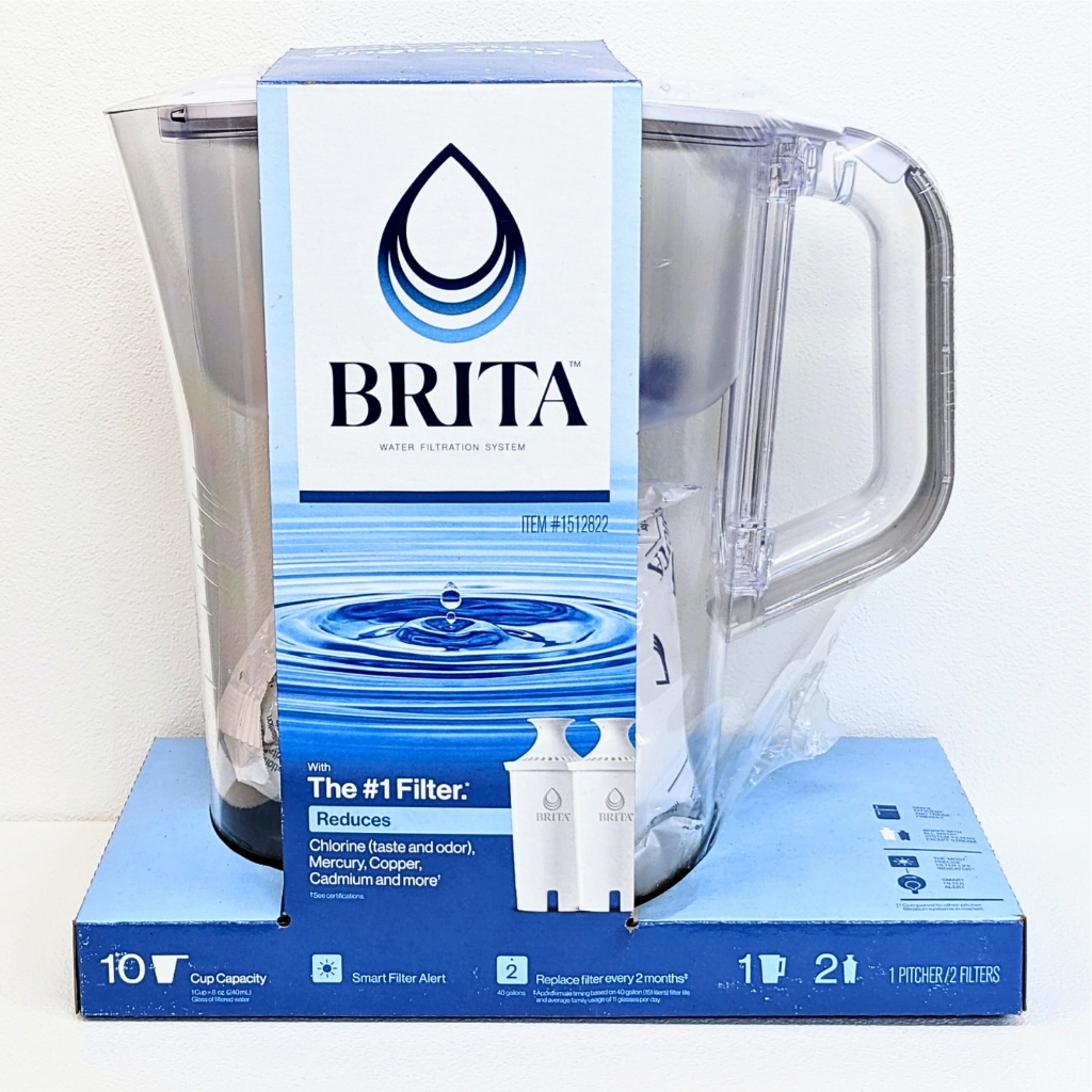 Brita Champlain 濾水壺 10杯2.4L 含2個8週白色圓形濾心 有濾芯更換指示燈 #1512822