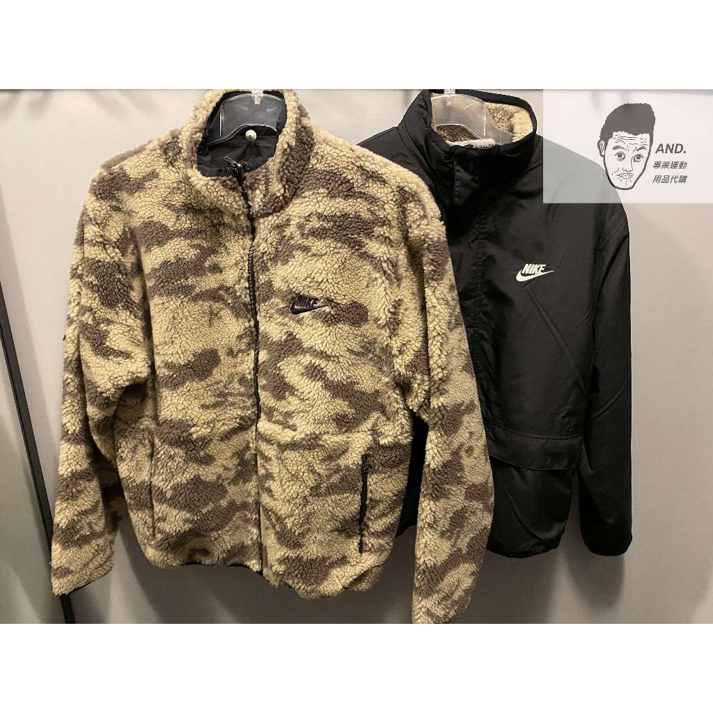 【AND.】NIKE NSW 雙面穿 刺繡 寬鬆 羊羔毛 立領外套 男款 DQ4885-010