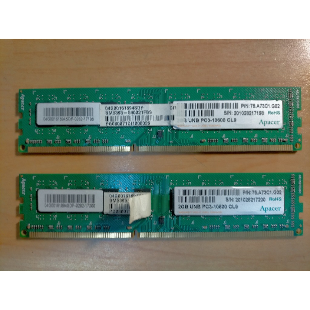 D.桌上型電腦記憶體- Apacer宇瞻 DDR3-1600雙通道 2G*2 共4GB 不分售  直購價90