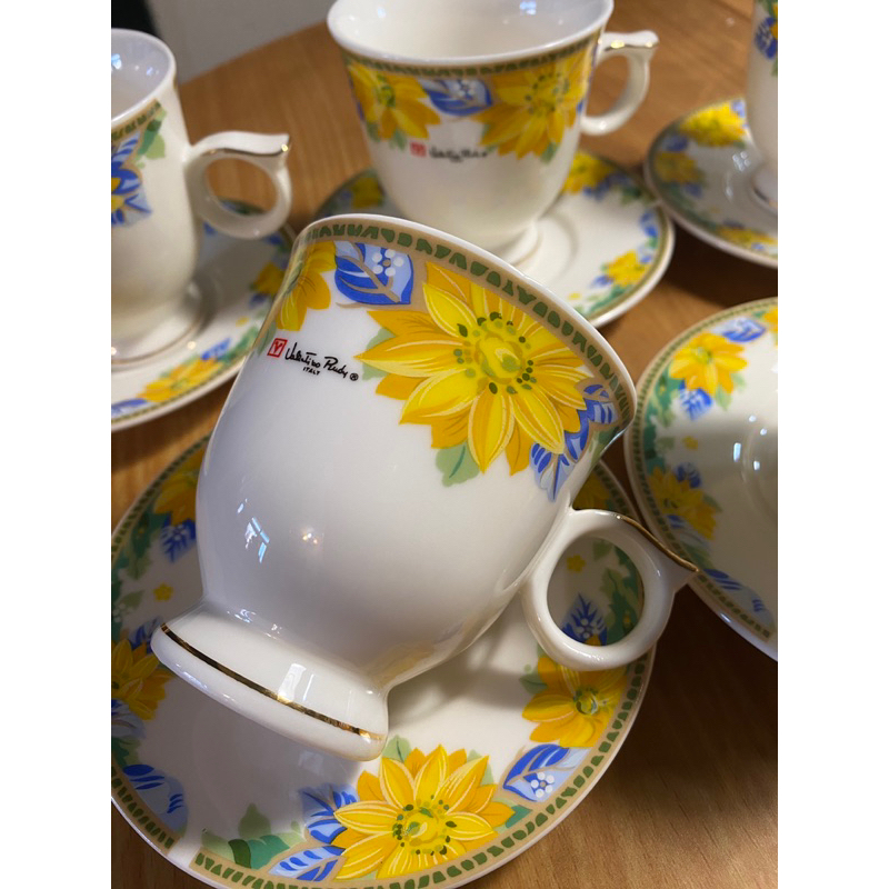 valention rudy范倫鐵諾 花卉系列 咖啡杯盤組 花茶杯盤組（5杯5盤）（近全新）建議自取 請詳見說明