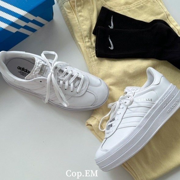 COP# Adidas Gazelle Bold 白色 全白 純白 白鞋 皮革 結構 厚底 增高 IE5130