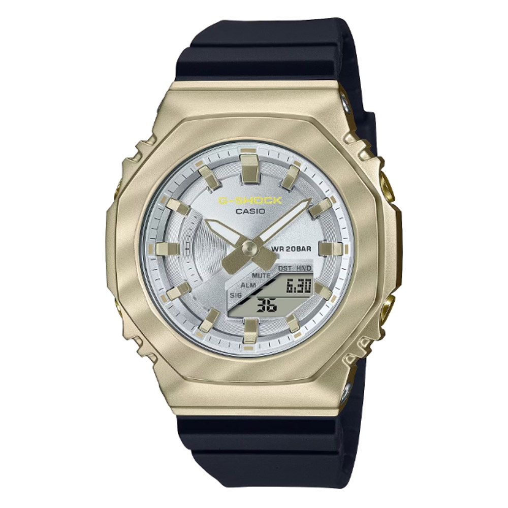 CASIO 卡西歐(GM-S2100BC-1A) G-SHOCK WOMEN 金屬錶殼 霧面金黃色澤 八角形雙顯錶