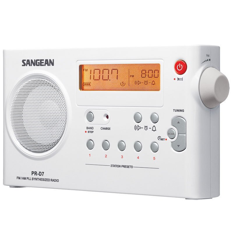 ω無線電娃娃ε 台灣山進 Sangean PR-D7 AM FM 可充電雙波段PLL數位時鐘鬧鈴睡眠收音機