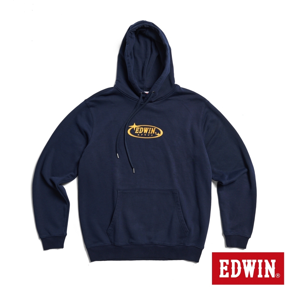 EDWIN 東京散策系列 EDWIN之星連帽長袖T恤(丈青色)-男女款
