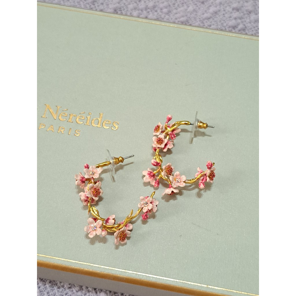 [飾品-蕾娜海] Les Nereides 粉紅櫻花花圈耳環