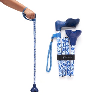 Merry Sticks 悅杖 自立式人體工學折疊手杖-藍色佩斯里 (右手用) (單支)【杏一】