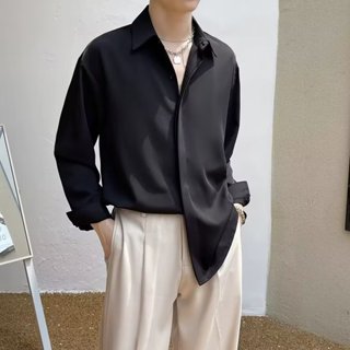 『癮品流行』男襯衫上衣 黑色襯衫 長袖襯衫 抗皺襯衫外套 休閒輕熟風長襯衫男裝上衣