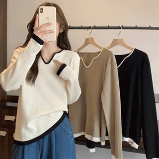 M-4XL 大尺碼 長袖t恤 長袖上衣 坑條長袖打底衫T恤女 春秋冬季內搭新款寬鬆顯瘦大碼中長款上衣女