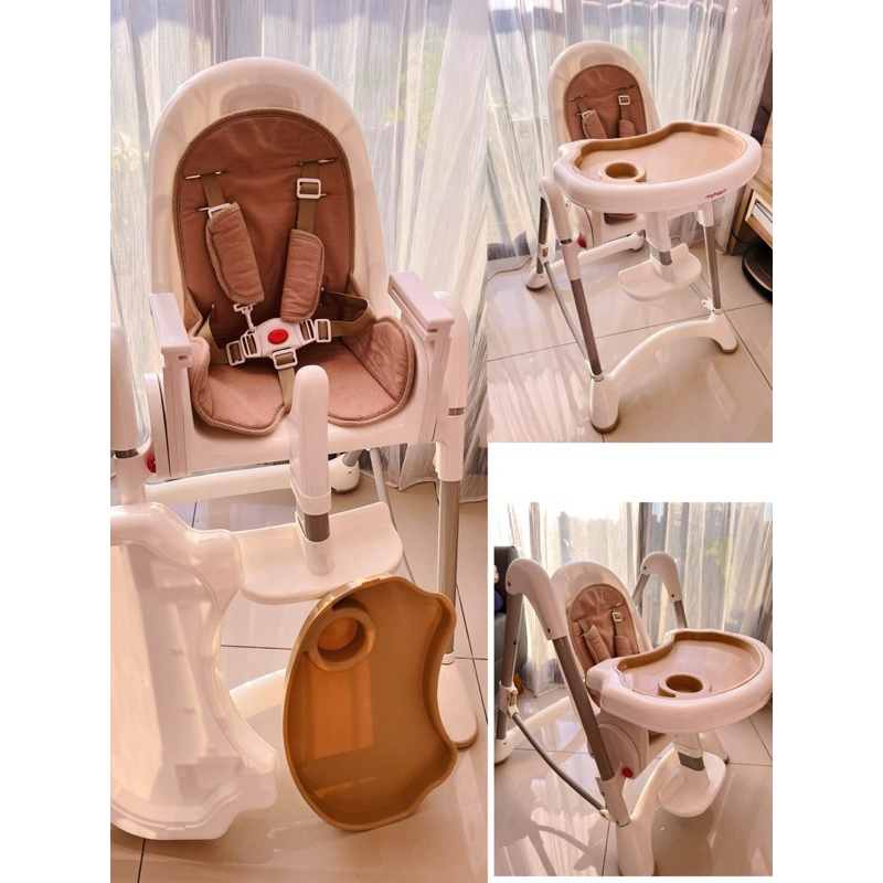 myheart❤️折疊式安全兒童餐椅-布朗棕