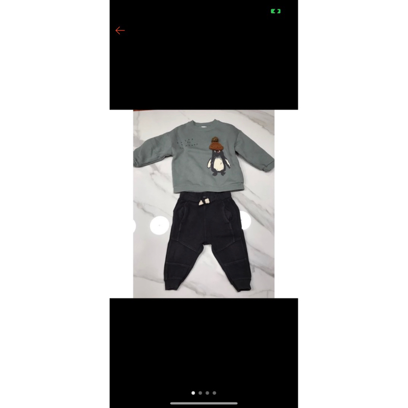 （給dod*1**2) 毛帽企鵝墨綠衣搭深灰褲與H&amp;M 外套狐狸造型帽針織外套與組合款衣