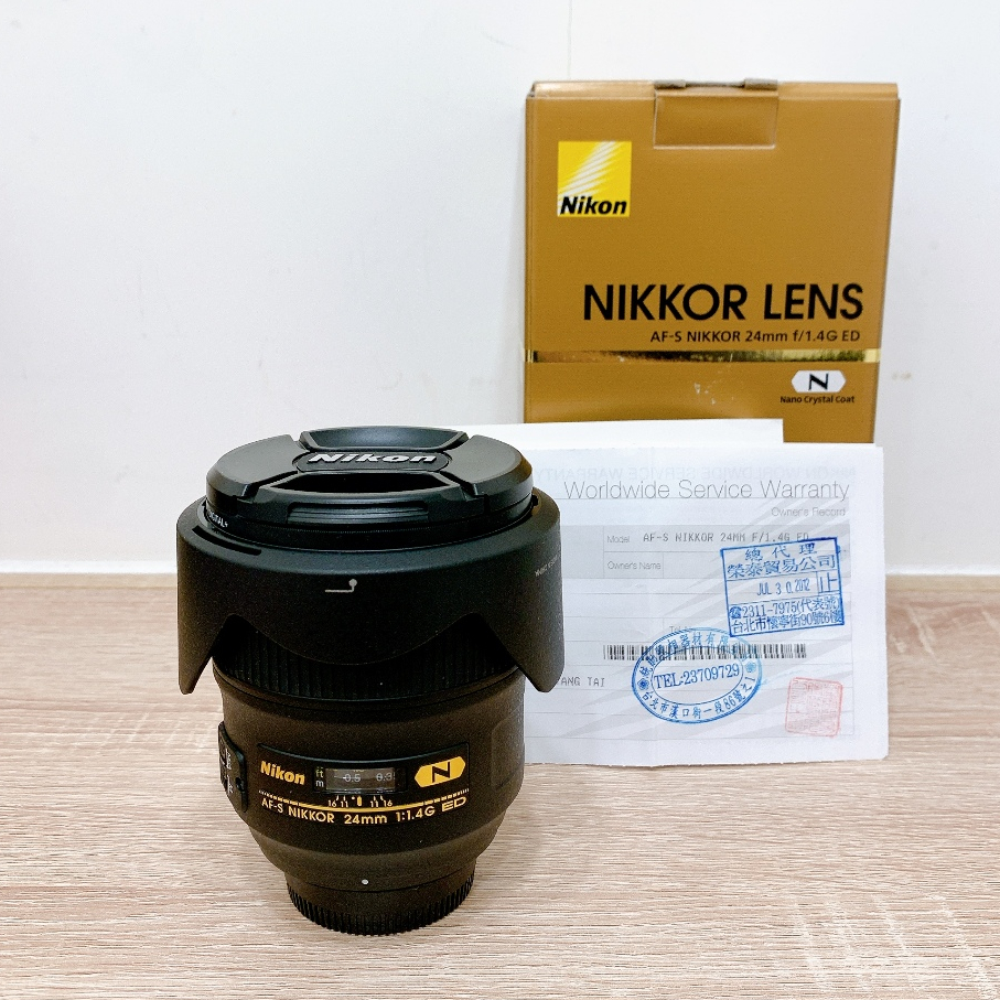 ( Nikon全幅廣角鏡頭 ) Nikon NIKKOR 24mm/f1.4G  附遮光罩+盒子 全片幅 大光圈 定焦鏡