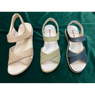 三輝皮鞋ORIS柔軟羊皮交叉素色氣墊平底涼鞋，粉紅/綠/藍，零碼特價現貨，正韓國製KOREA