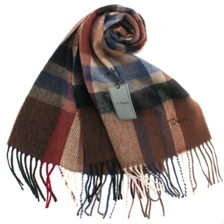 S.T.Dupont羊駝毛混紗經典寬版格紋圍巾(咖啡)989120-5