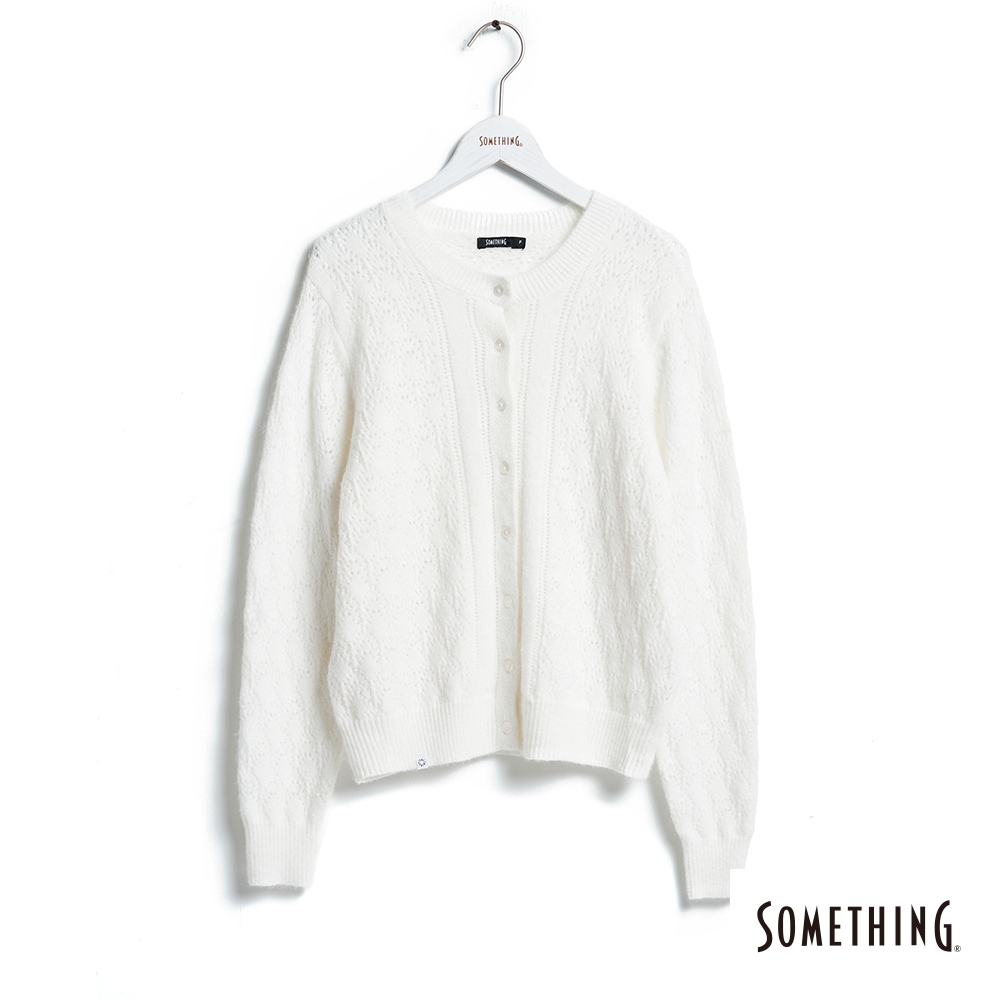 SOMETHING 針織毛衣開襟外套(白色) -女款