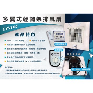 保固一年 CYV600 220V 110V 廟宇 悶熱環境 神明廳 抽菸環境 往上排風 輕鋼架抽風 抽風機 輕鋼架迴圈