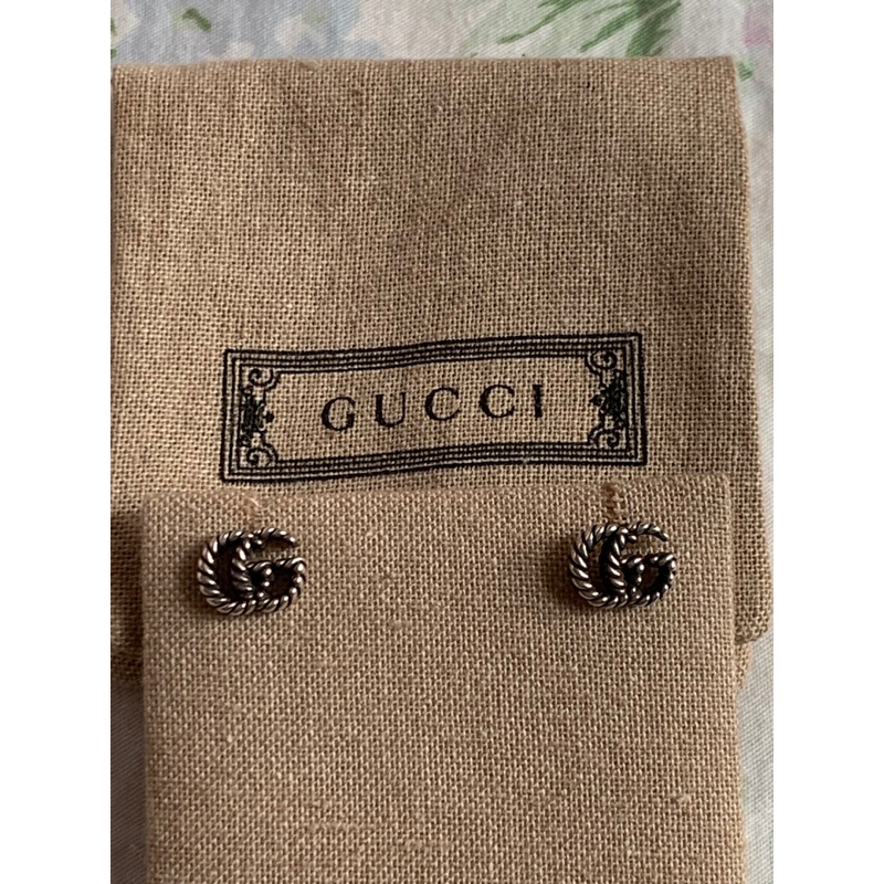 Gucci 專櫃正品 雙G logo 耳針 耳環