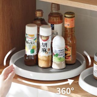 【白杏子居家】旋轉式調味料託盤 (360度旋轉) 轉式置物架 廚房醬料架 醬料盤 旋轉 託盤 調料收納架
