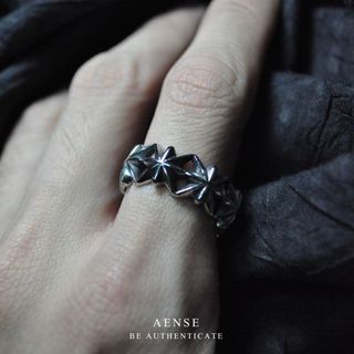 【AENSE】戒指 Ring / Retro Dark Eight Awn Star Thick Style Ring