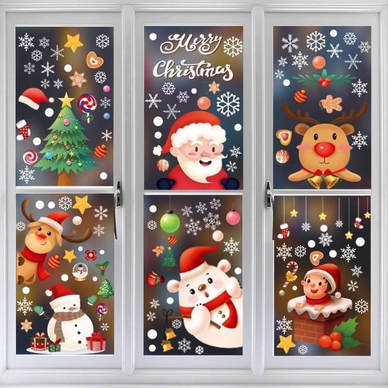 💚阿肥的家💚🎄🎅聖誕節靜電貼（9入） 裝飾貼紙 氣氛貼紙 玻璃靜電貼 聖誕裝飾
