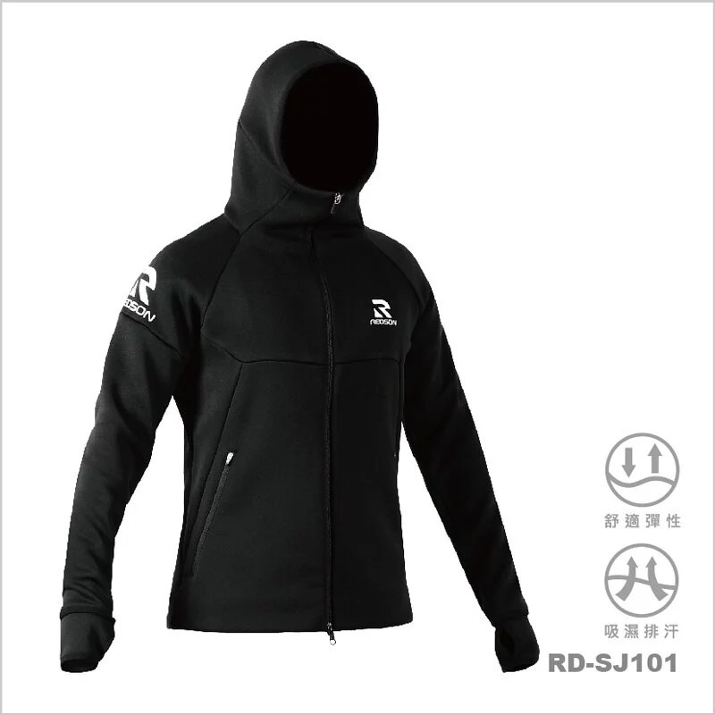 【初中羽球】REDSON 服飾 連帽厚外套 黑色 RD-SJ101《羽球衣、外套、運動、機能》