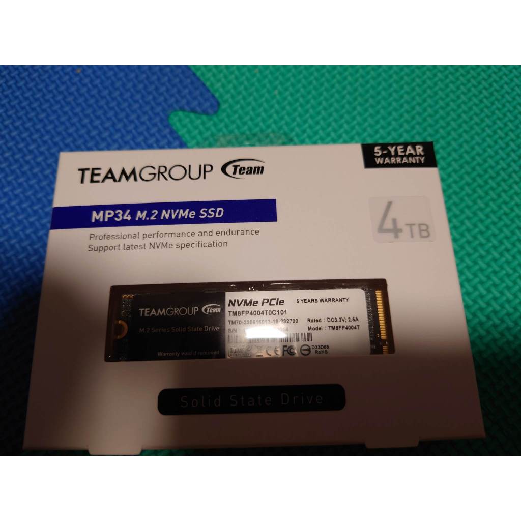 TEAM 十銓 MP34 4TB M.2 PCIe SSD 固態硬碟