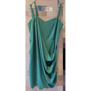 （全新僅試穿） Cumar 湖水綠愛心領肩帶設計款小禮服 洋裝